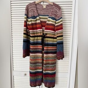 Anthropologie - Multicolor Striped Women's Sweater Duster